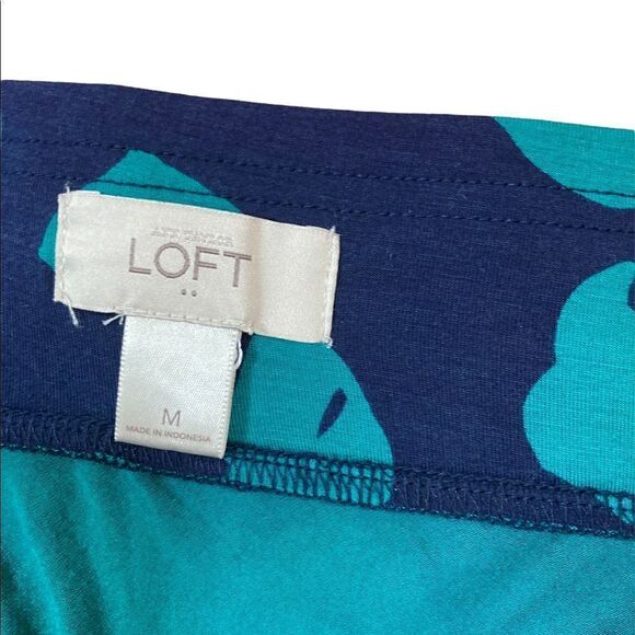 Loft Navy And Turquoise Tropical Floral Skirt, Size M - Picture 4 of 6